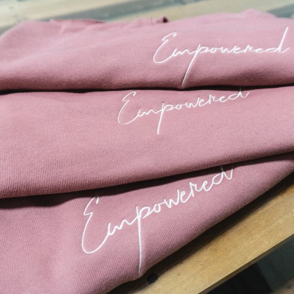 Apparel 20 "Empowered" Rosé Crop Top Fleece Sweate - Picture 2 of 3